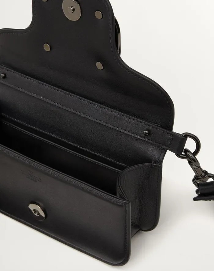 Valentino Shoulder Bags Man Mini Valentino Garavani Loc Crossbody Calfskin Bag For Man In Black Black Valentino Shoulder Bags Man Mini Valentino Garavani Loc Crossbody Calfskin Bag For Man In Black Black