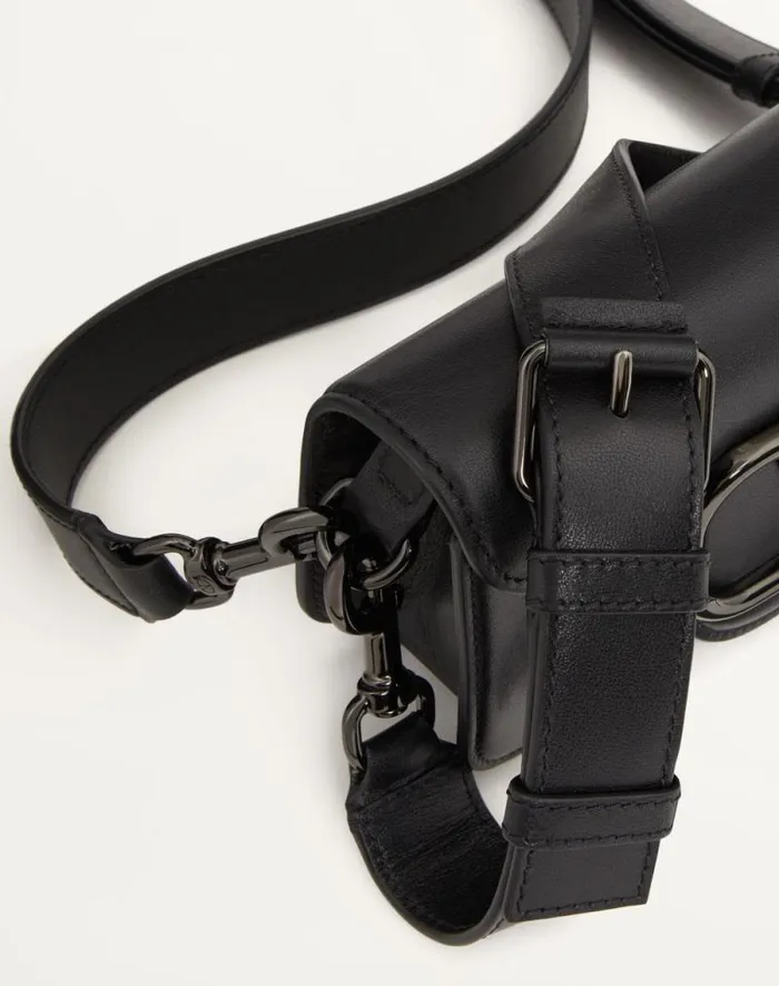 Valentino Shoulder Bags Man Mini Valentino Garavani Loc Crossbody Calfskin Bag For Man In Black Black Valentino Shoulder Bags Man Mini Valentino Garavani Loc Crossbody Calfskin Bag For Man In Black Black