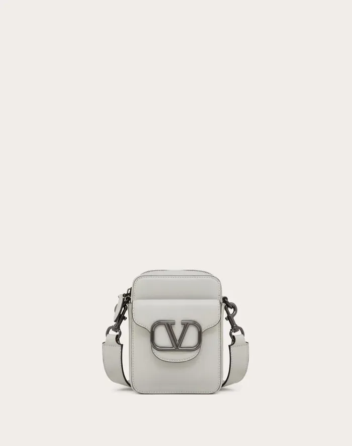 Valentino Shoulder Bags Man Mini Valentino Garavani Loc Crossbody Calfskin Bag For Man In Black Black Valentino Shoulder Bags Man Mini Valentino Garavani Loc Crossbody Calfskin Bag For Man In Black Black
