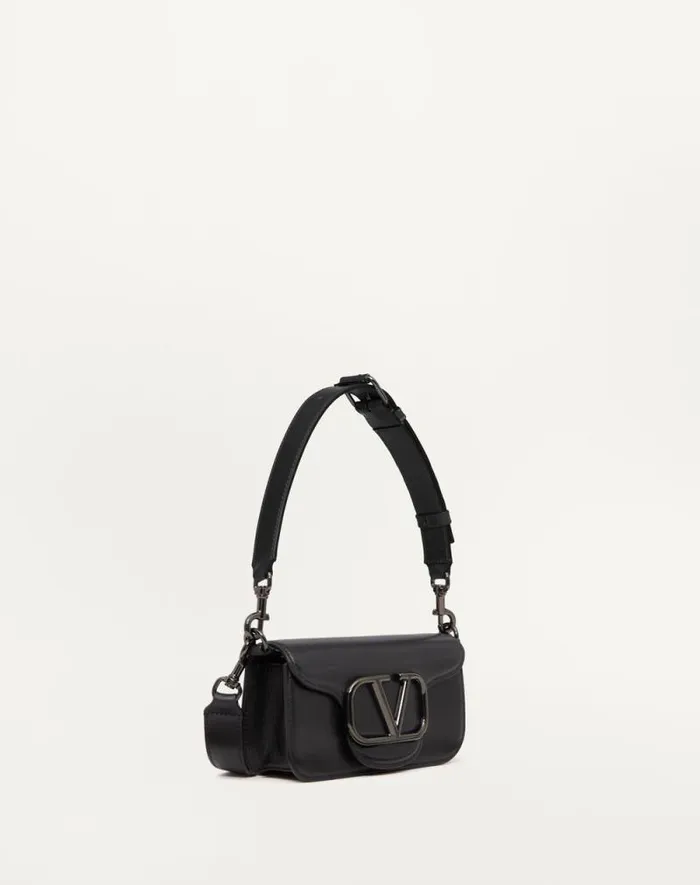Valentino Shoulder Bags Man Mini Valentino Garavani Loc Crossbody Calfskin Bag For Man In Black Black Valentino Shoulder Bags Man Mini Valentino Garavani Loc Crossbody Calfskin Bag For Man In Black Black