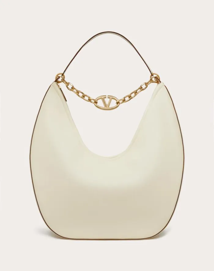 Valentino Shoulder Bags Woman Maxi Vlogo Moon Nappa Leather Hobo Bag With Chain For Woman In Cocoa Cocoa Valentino Shoulder Bags Woman Maxi Vlogo Moon Nappa Leather Hobo Bag With Chain For Woman In Cocoa Cocoa