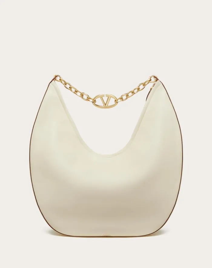 Valentino Shoulder Bags Woman Maxi Vlogo Moon Nappa Leather Hobo Bag With Chain For Woman In Cocoa Cocoa Valentino Shoulder Bags Woman Maxi Vlogo Moon Nappa Leather Hobo Bag With Chain For Woman In Cocoa Cocoa