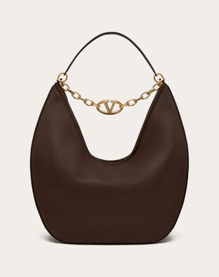 Valentino Shoulder Bags Woman Maxi Vlogo Moon Nappa Leather Hobo Bag With Chain For Woman In Cocoa Cocoa Valentino Shoulder Bags Woman Maxi Vlogo Moon Nappa Leather Hobo Bag With Chain For Woman In Cocoa Cocoa