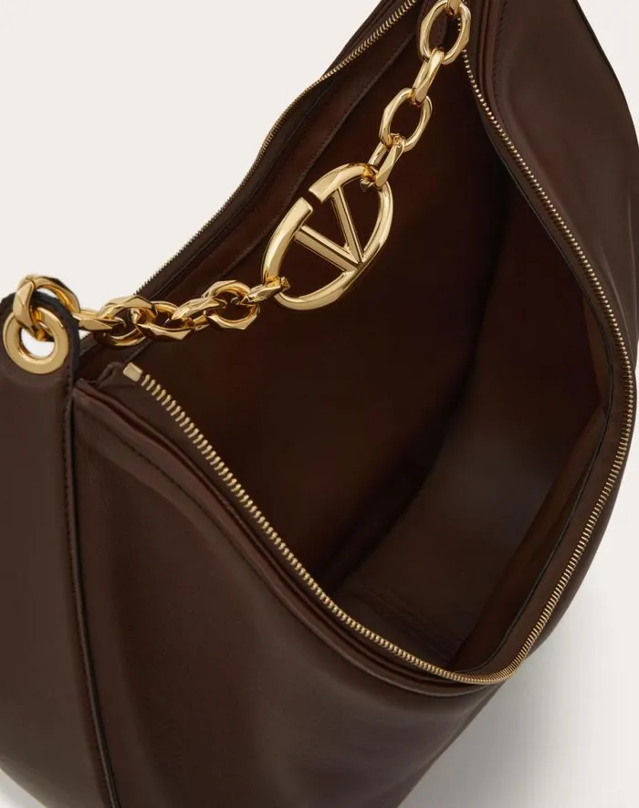Valentino Shoulder Bags Woman Maxi Vlogo Moon Nappa Leather Hobo Bag With Chain For Woman In Cocoa Cocoa Valentino Shoulder Bags Woman Maxi Vlogo Moon Nappa Leather Hobo Bag With Chain For Woman In Cocoa Cocoa
