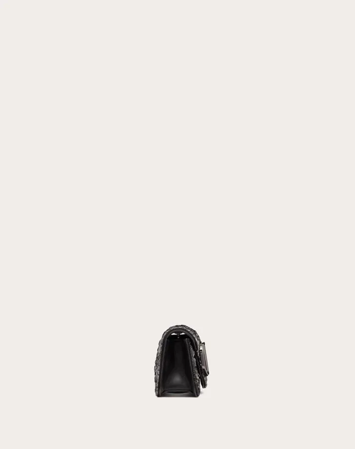 Valentino Shoulder Bags Woman Small Valentino Garavani Loc Shoulder Bag With Crystals For Woman In Black Black