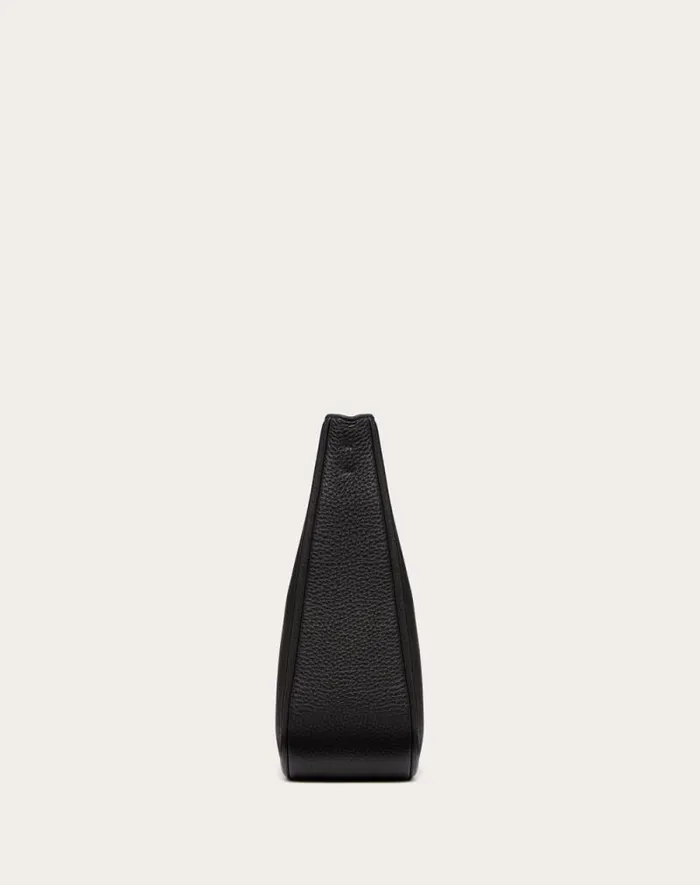 Valentino Shoulder Bags Woman Valentino Garavani Alltime Hobo Bag In Grainy Calfskin For Woman In Black Black
