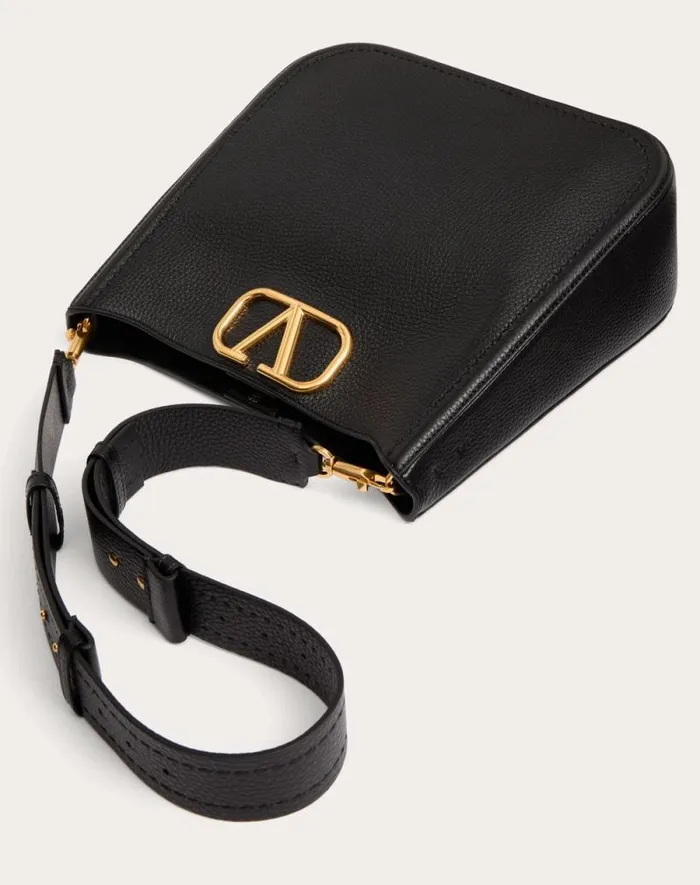 Valentino Shoulder Bags Woman Valentino Garavani Alltime Hobo Bag In Grainy Calfskin For Woman In Black Black