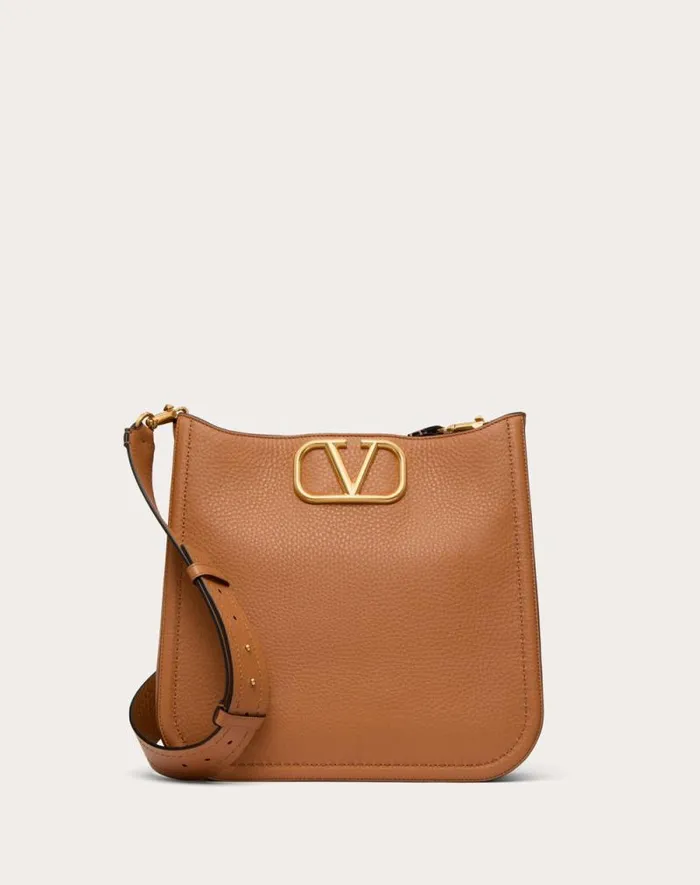 Valentino Shoulder Bags Woman Valentino Garavani Alltime Hobo Bag In Grainy Calfskin For Woman In Black Black