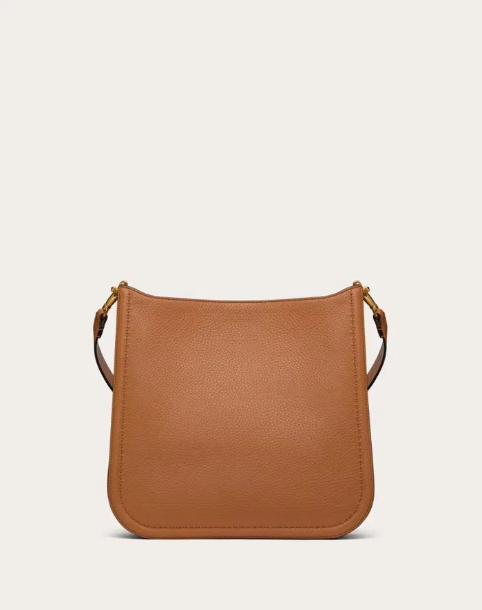 Valentino Shoulder Bags Woman Valentino Garavani Alltime Hobo Bag In Grainy Calfskin For Woman In Black Black