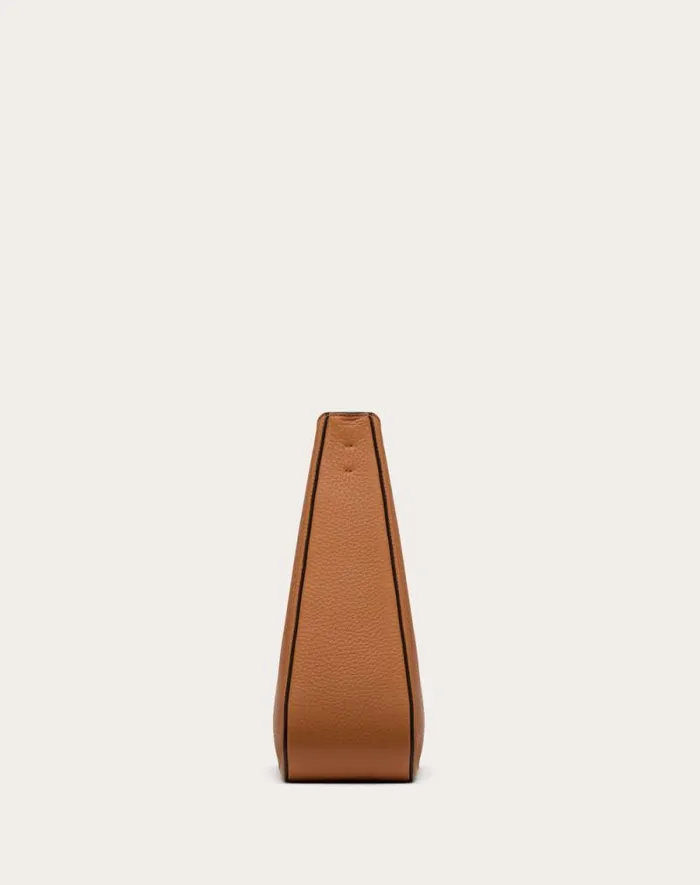 Valentino Shoulder Bags Woman Valentino Garavani Alltime Hobo Bag In Grainy Calfskin For Woman In Black Black