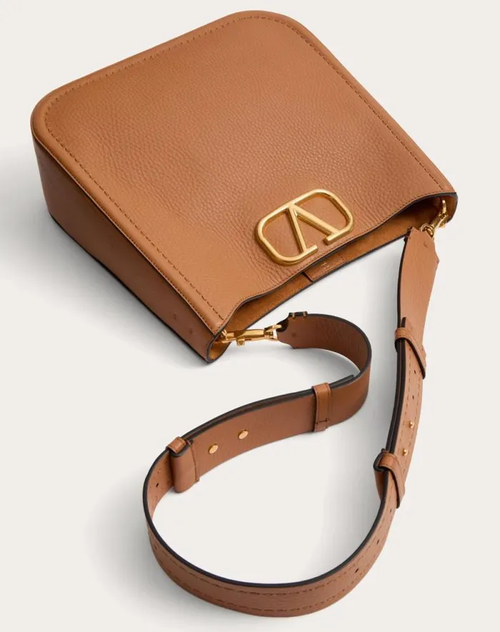 Valentino Shoulder Bags Woman Valentino Garavani Alltime Hobo Bag In Grainy Calfskin For Woman In Black Black