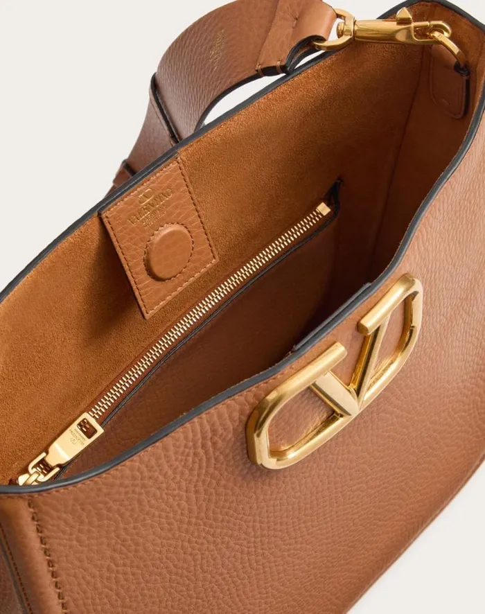 Valentino Shoulder Bags Woman Valentino Garavani Alltime Hobo Bag In Grainy Calfskin For Woman In Black Black