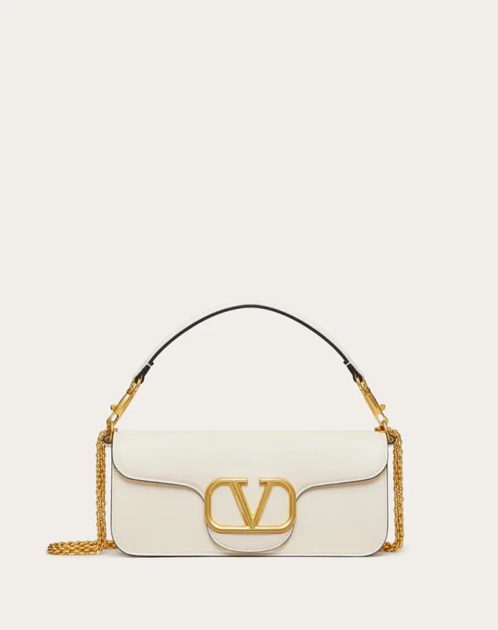 Valentino Shoulder Bags Woman Valentino Garavani Loc Calfskin Shoulder Bag For Woman In Black Black