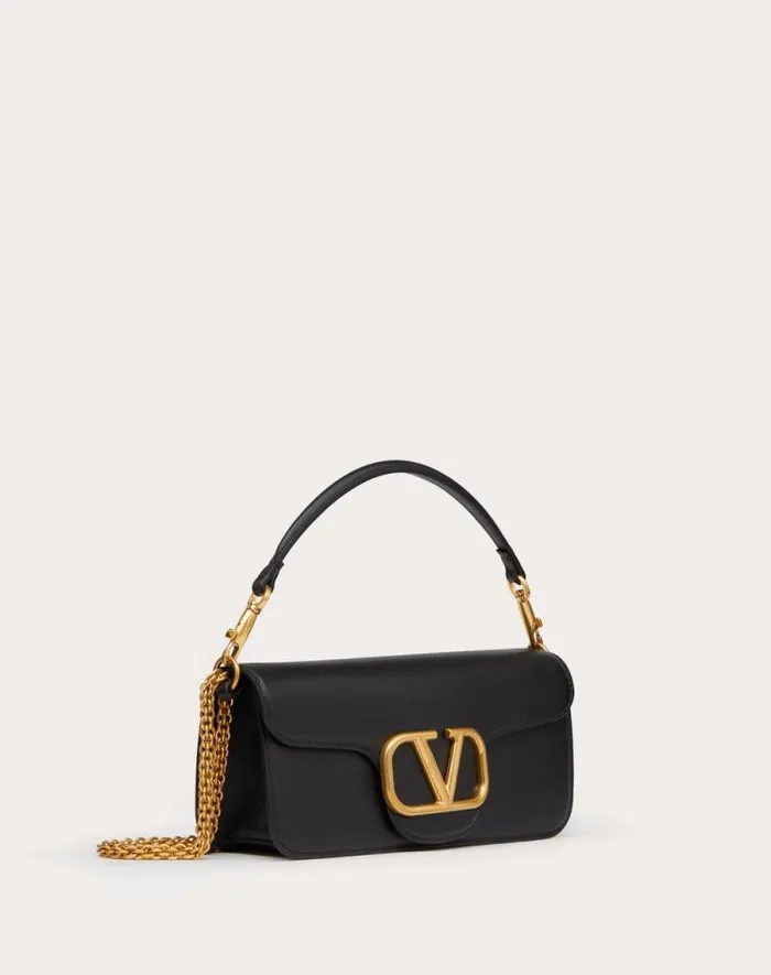 Valentino Shoulder Bags Woman Valentino Garavani Loc Calfskin Shoulder Bag For Woman In Black Black