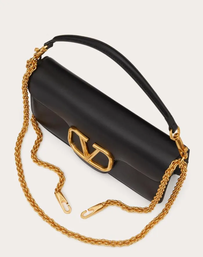 Valentino Shoulder Bags Woman Valentino Garavani Loc Calfskin Shoulder Bag For Woman In Black Black
