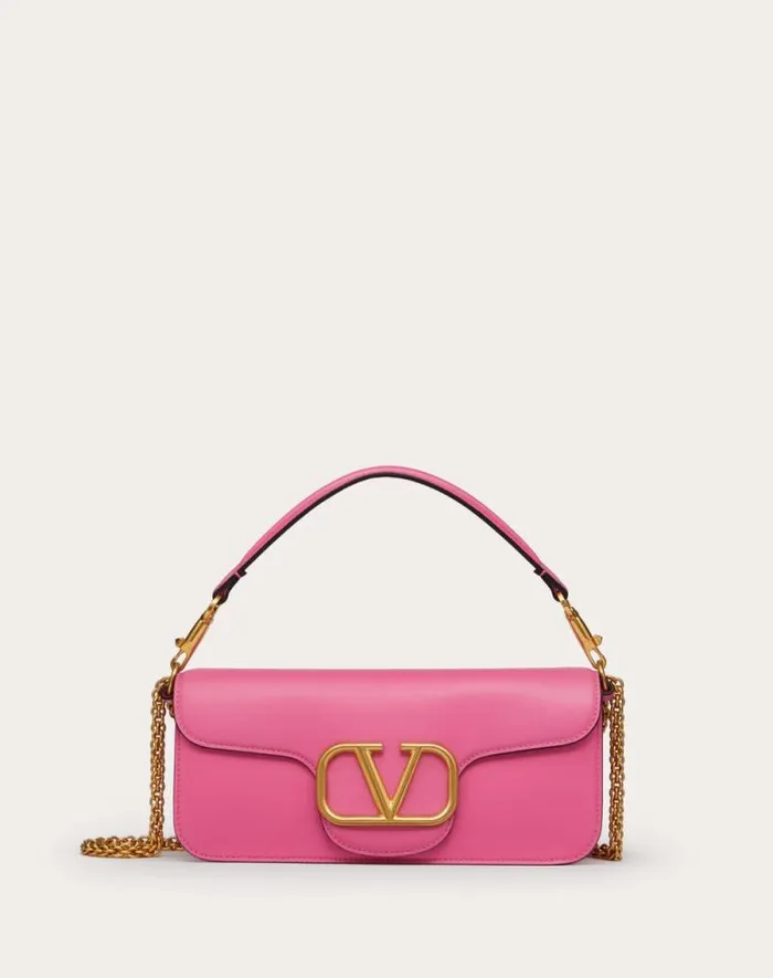 Valentino Shoulder Bags Woman Valentino Garavani Loc Calfskin Shoulder Bag For Woman In Black Black