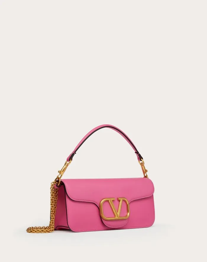 Valentino Shoulder Bags Woman Valentino Garavani Loc Calfskin Shoulder Bag For Woman In Black Black