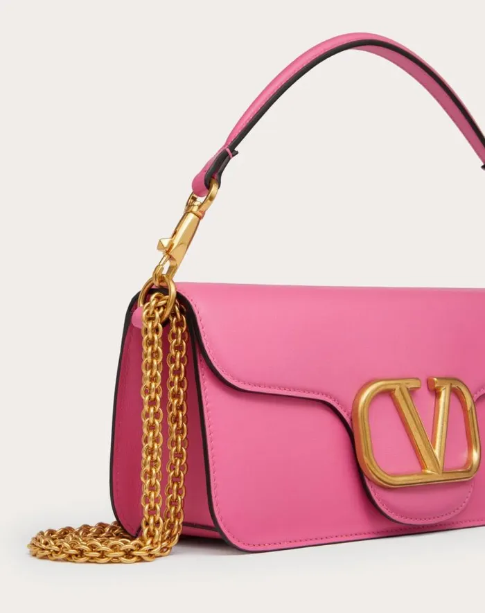 Valentino Shoulder Bags Woman Valentino Garavani Loc Calfskin Shoulder Bag For Woman In Black Black