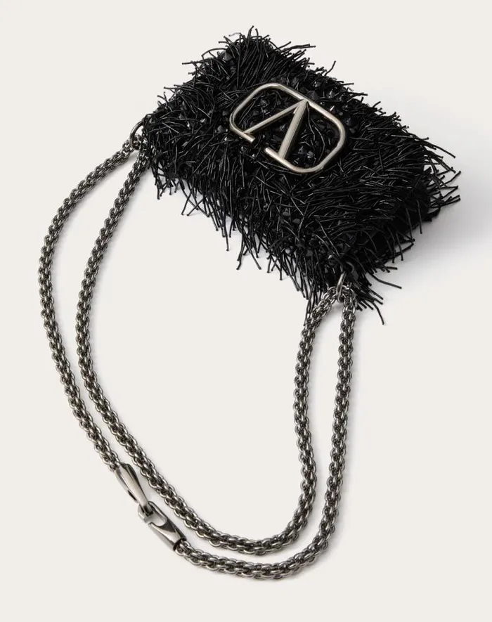 Valentino Shoulder Bags Woman Valentino Garavani Loc Small Embroidered Shoulder Bag For Woman In Black Black