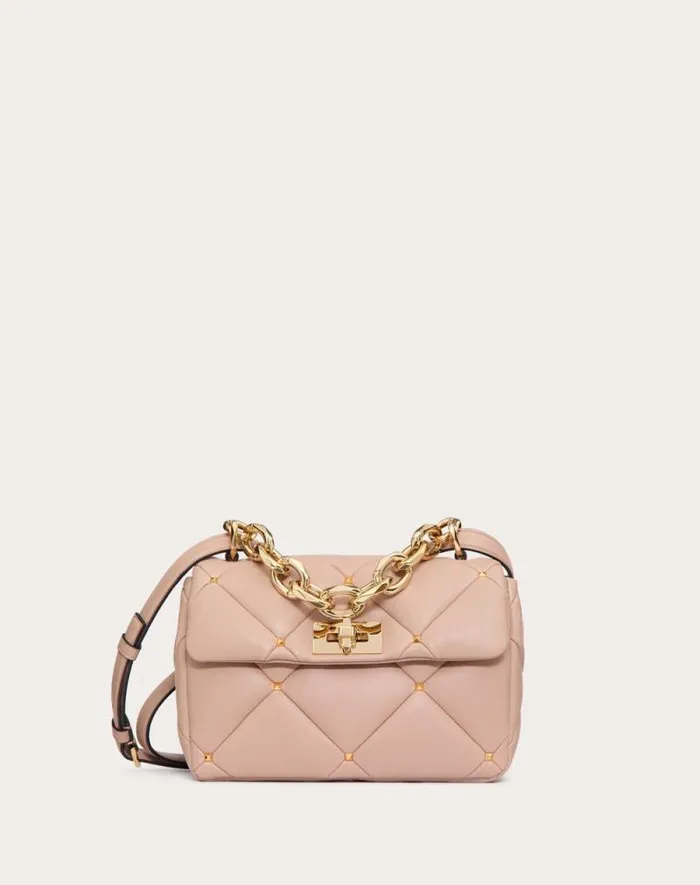 Valentino Shoulder Bags Woman Valentino Garavani Roman Stud Bag In Nappa Patchwork For Woman In Black Black