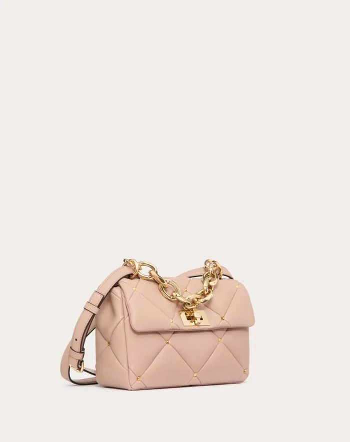 Valentino Shoulder Bags Woman Valentino Garavani Roman Stud Bag In Nappa Patchwork For Woman In Black Black
