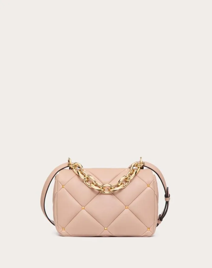 Valentino Shoulder Bags Woman Valentino Garavani Roman Stud Bag In Nappa Patchwork For Woman In Black Black