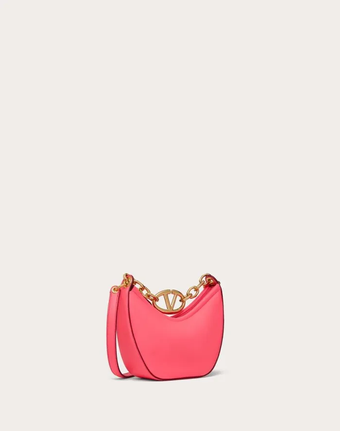 Valentino Shoulder Bags Woman Vlogo Moon Mini Hobo Bag In Nappa Leather With Chain For Woman In Rosso Valentino Rosso Valentino Valentino Shoulder Bags Woman Vlogo Moon Mini Hobo Bag In Nappa Leather With Chain For Woman In Rosso Valentino Rosso Valentino