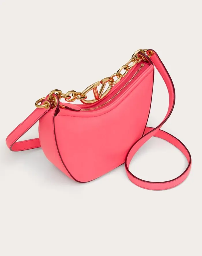 Valentino Shoulder Bags Woman Vlogo Moon Mini Hobo Bag In Nappa Leather With Chain For Woman In Rosso Valentino Rosso Valentino Valentino Shoulder Bags Woman Vlogo Moon Mini Hobo Bag In Nappa Leather With Chain For Woman In Rosso Valentino Rosso Valentino