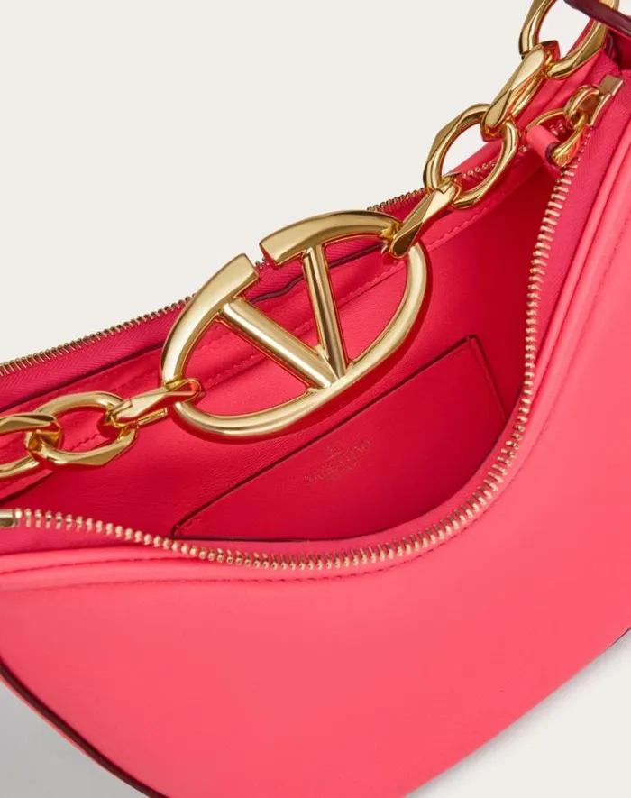 Valentino Shoulder Bags Woman Vlogo Moon Mini Hobo Bag In Nappa Leather With Chain For Woman In Rosso Valentino Rosso Valentino Valentino Shoulder Bags Woman Vlogo Moon Mini Hobo Bag In Nappa Leather With Chain For Woman In Rosso Valentino Rosso Valentino