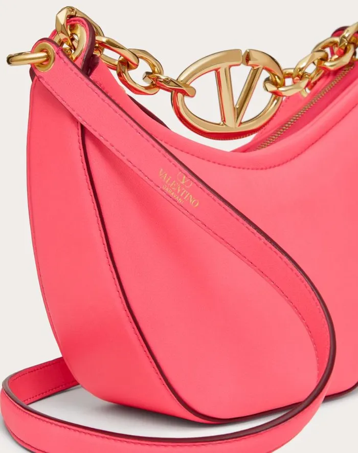 Valentino Shoulder Bags Woman Vlogo Moon Mini Hobo Bag In Nappa Leather With Chain For Woman In Rosso Valentino Rosso Valentino Valentino Shoulder Bags Woman Vlogo Moon Mini Hobo Bag In Nappa Leather With Chain For Woman In Rosso Valentino Rosso Valentino