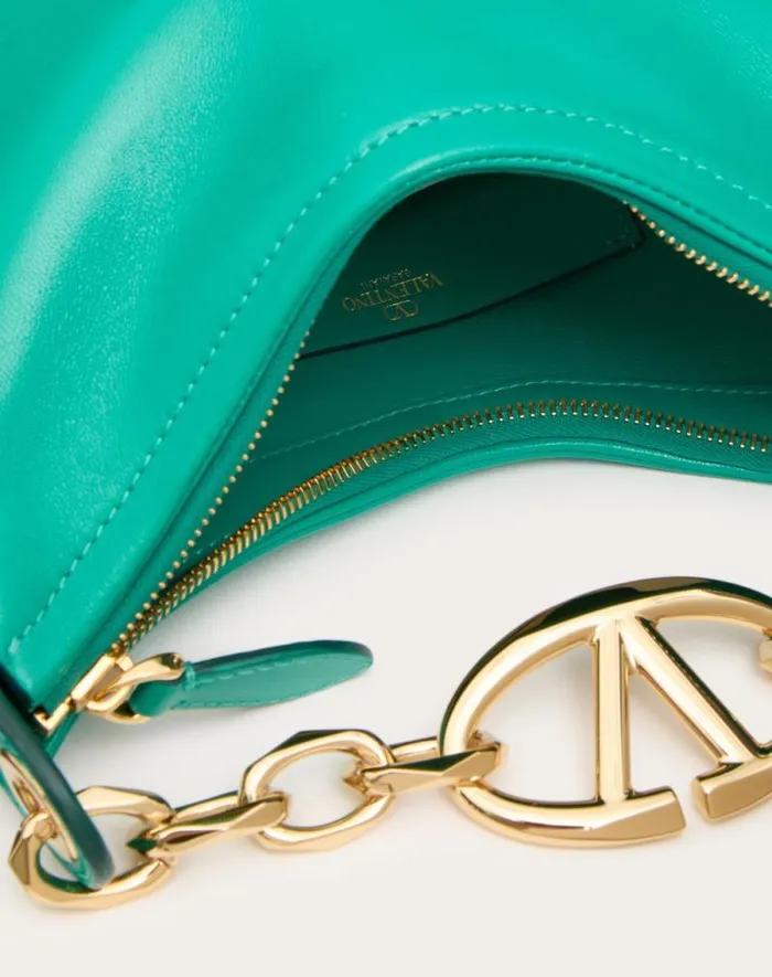 Valentino Shoulder Bags Woman Vlogo Moon Mini Hobo Bag In Nappa Leather With Chain For Woman In Rosso Valentino Rosso Valentino Valentino Shoulder Bags Woman Vlogo Moon Mini Hobo Bag In Nappa Leather With Chain For Woman In Rosso Valentino Rosso Valentino