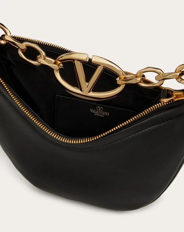 Valentino Shoulder Bags Woman Vlogo Moon Mini Hobo Bag In Nappa Leather With Chain For Woman In Rosso Valentino Rosso Valentino Valentino Shoulder Bags Woman Vlogo Moon Mini Hobo Bag In Nappa Leather With Chain For Woman In Rosso Valentino Rosso Valentino