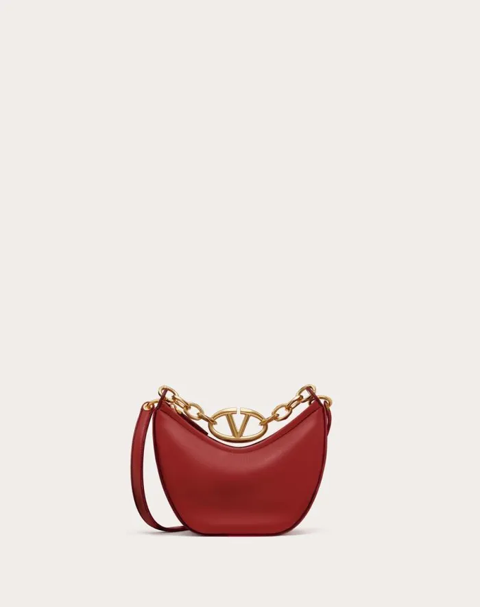 Valentino Shoulder Bags Woman Vlogo Moon Mini Hobo Bag In Nappa Leather With Chain For Woman In Rosso Valentino Rosso Valentino Valentino Shoulder Bags Woman Vlogo Moon Mini Hobo Bag In Nappa Leather With Chain For Woman In Rosso Valentino Rosso Valentino