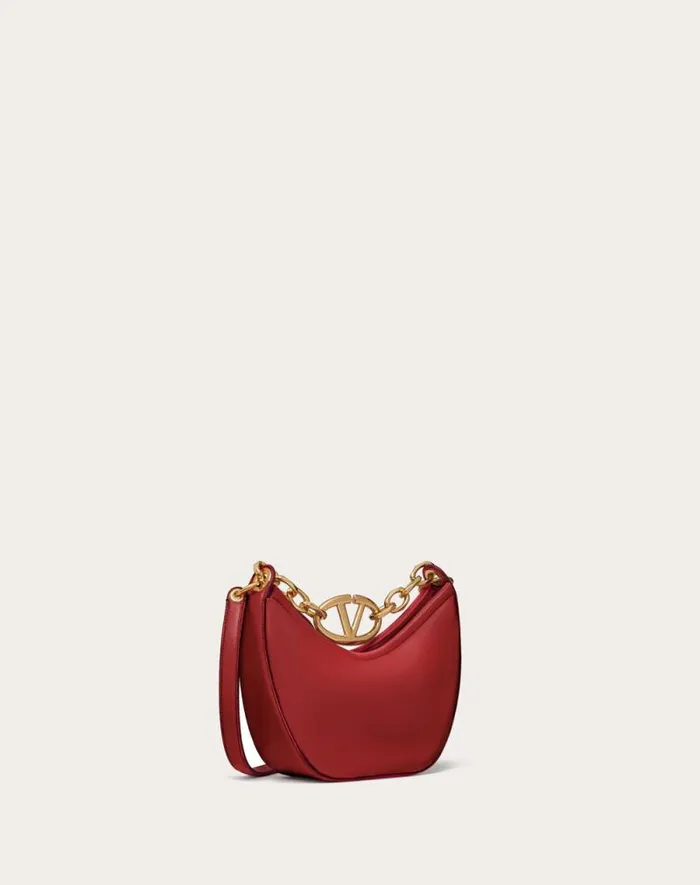 Valentino Shoulder Bags Woman Vlogo Moon Mini Hobo Bag In Nappa Leather With Chain For Woman In Rosso Valentino Rosso Valentino Valentino Shoulder Bags Woman Vlogo Moon Mini Hobo Bag In Nappa Leather With Chain For Woman In Rosso Valentino Rosso Valentino