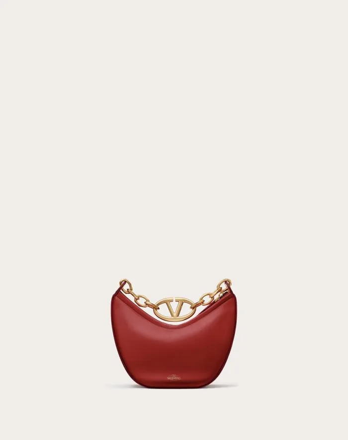 Valentino Shoulder Bags Woman Vlogo Moon Mini Hobo Bag In Nappa Leather With Chain For Woman In Rosso Valentino Rosso Valentino Valentino Shoulder Bags Woman Vlogo Moon Mini Hobo Bag In Nappa Leather With Chain For Woman In Rosso Valentino Rosso Valentino