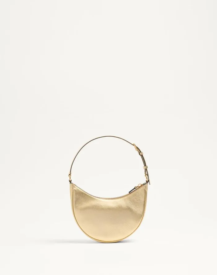 Valentino Shoulder Bags Woman Vlogo Signature Mini Hobo Bag In Laminated Grainy Calfskin For Woman In Antique Brass Antique Brass