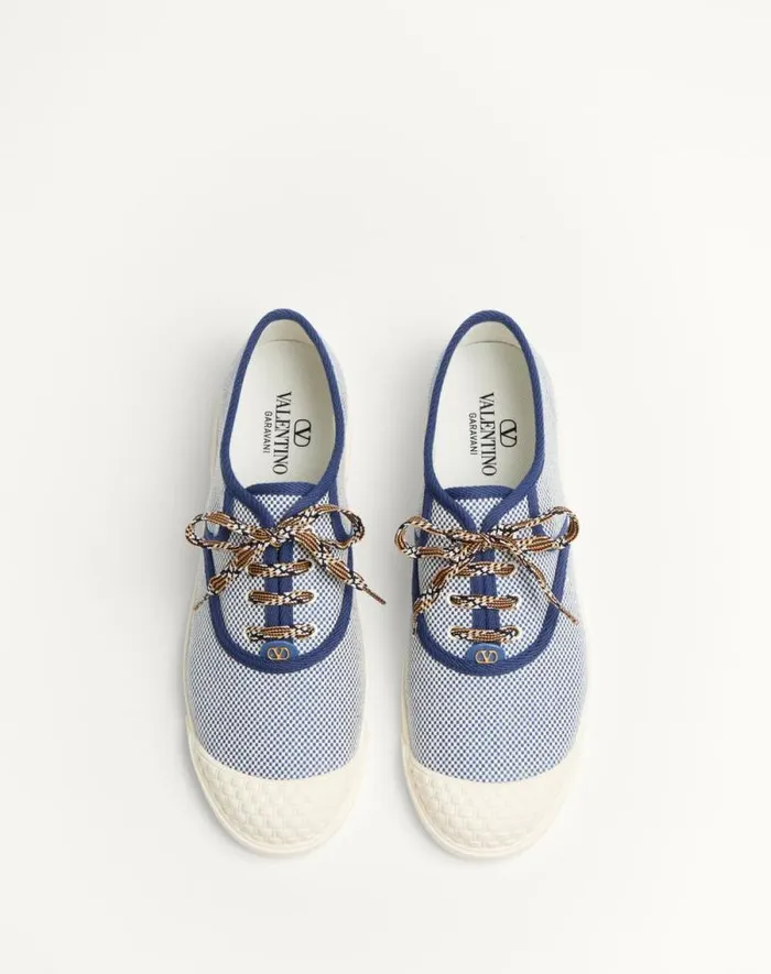 Valentino Sneakers Man Bay By Bay Fabric Sneaker For Man In Whitebaltic Blue Whitebaltic Blue Valentino Sneakers Man Bay By Bay Fabric Sneaker For Man In Whitebaltic Blue Whitebaltic Blue
