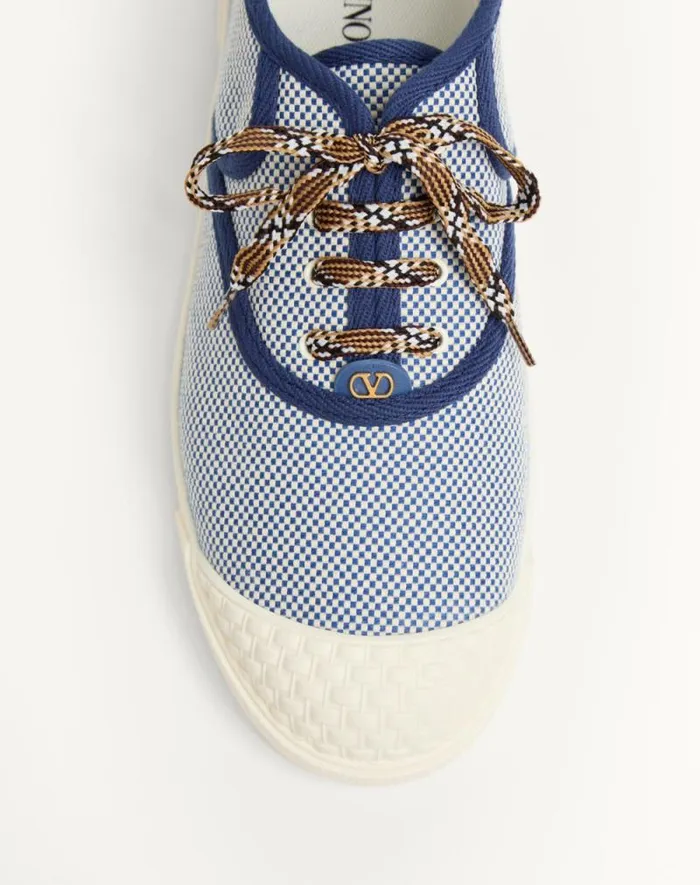 Valentino Sneakers Man Bay By Bay Fabric Sneaker For Man In Whitebaltic Blue Whitebaltic Blue Valentino Sneakers Man Bay By Bay Fabric Sneaker For Man In Whitebaltic Blue Whitebaltic Blue