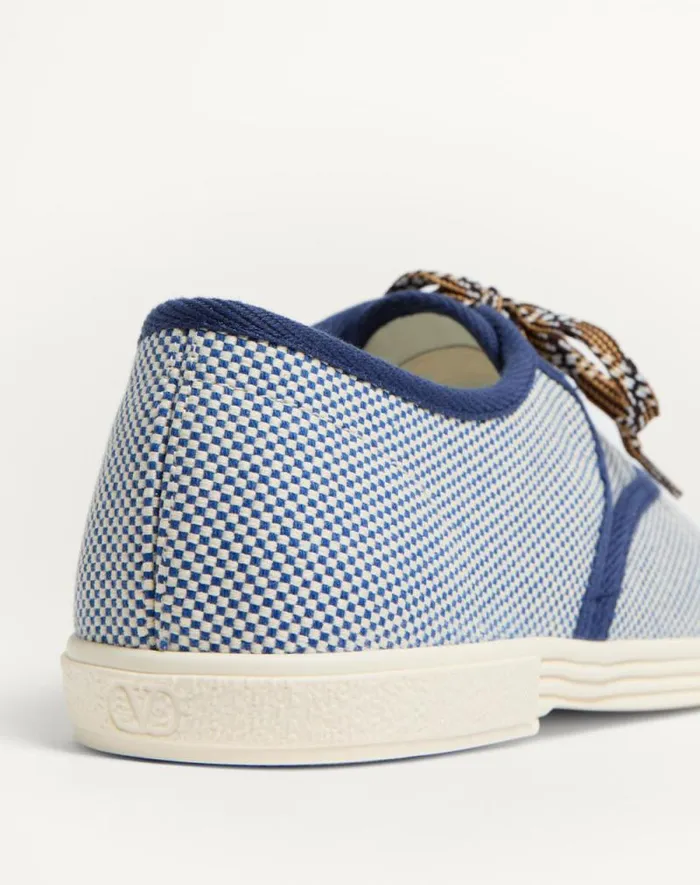 Valentino Sneakers Man Bay By Bay Fabric Sneaker For Man In Whitebaltic Blue Whitebaltic Blue Valentino Sneakers Man Bay By Bay Fabric Sneaker For Man In Whitebaltic Blue Whitebaltic Blue