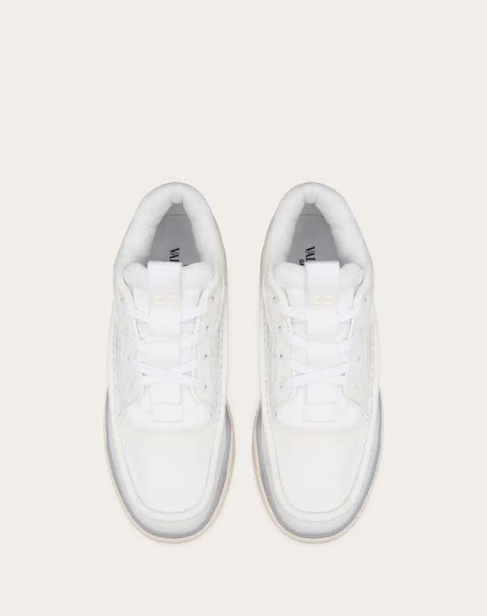 Valentino Sneakers Man Calfskin Leather Midtop Runboot Sneaker For Man In Whitesilverparrot Whitesilverparrot Valentino Sneakers Man Calfskin Leather Midtop Runboot Sneaker For Man In Whitesilverparrot Whitesilverparrot