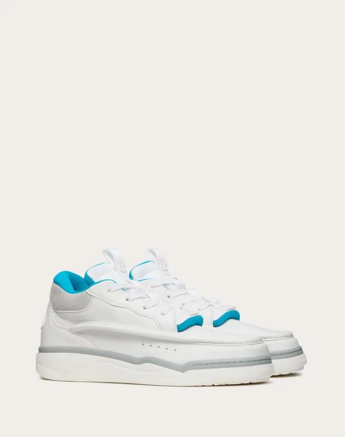 Valentino Sneakers Man Calfskin Leather Midtop Runboot Sneaker For Man In Whitesilverparrot Whitesilverparrot Valentino Sneakers Man Calfskin Leather Midtop Runboot Sneaker For Man In Whitesilverparrot Whitesilverparrot