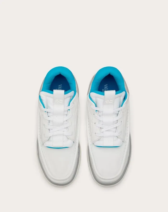 Valentino Sneakers Man Calfskin Leather Midtop Runboot Sneaker For Man In Whitesilverparrot Whitesilverparrot Valentino Sneakers Man Calfskin Leather Midtop Runboot Sneaker For Man In Whitesilverparrot Whitesilverparrot
