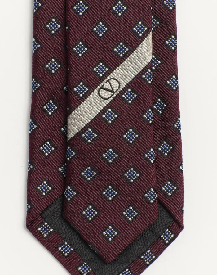 Valentino Soft Accessories Man Valentie Microcheck Silk Tie For Man In Maroonblackwhiteazure Maroonblackwhiteazure Valentino Soft Accessories Man Valentie Microcheck Silk Tie For Man In Maroonblackwhiteazure Maroonblackwhiteazure