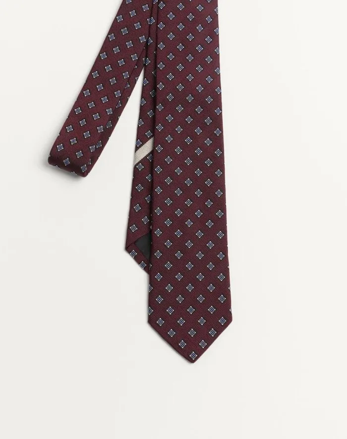 Valentino Soft Accessories Man Valentie Microcheck Silk Tie For Man In Maroonblackwhiteazure Maroonblackwhiteazure Valentino Soft Accessories Man Valentie Microcheck Silk Tie For Man In Maroonblackwhiteazure Maroonblackwhiteazure