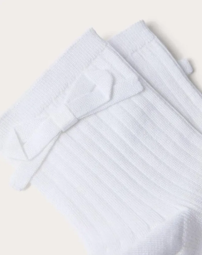 Valentino Soft Accessories Woman Socks With Bow Detail For Woman In White White Valentino Soft Accessories Woman Socks With Bow Detail For Woman In White White