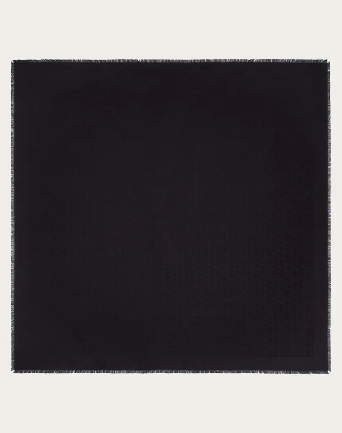 Valentino Soft Accessories Woman Toile Iconographe Wool And Silk Shawl For Woman In Black Black Valentino Soft Accessories Woman Toile Iconographe Wool And Silk Shawl For Woman In Black Black