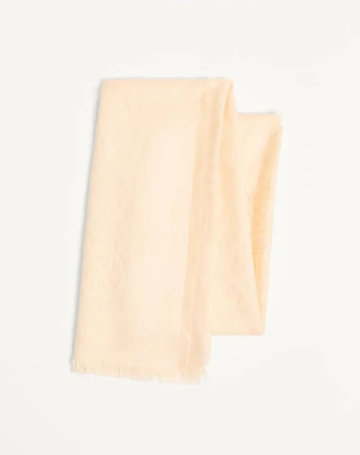 Valentino Soft Accessories Woman Toute La V Wool And Silk Shawl For Woman In Butter Butter Valentino Soft Accessories Woman Toute La V Wool And Silk Shawl For Woman In Butter Butter