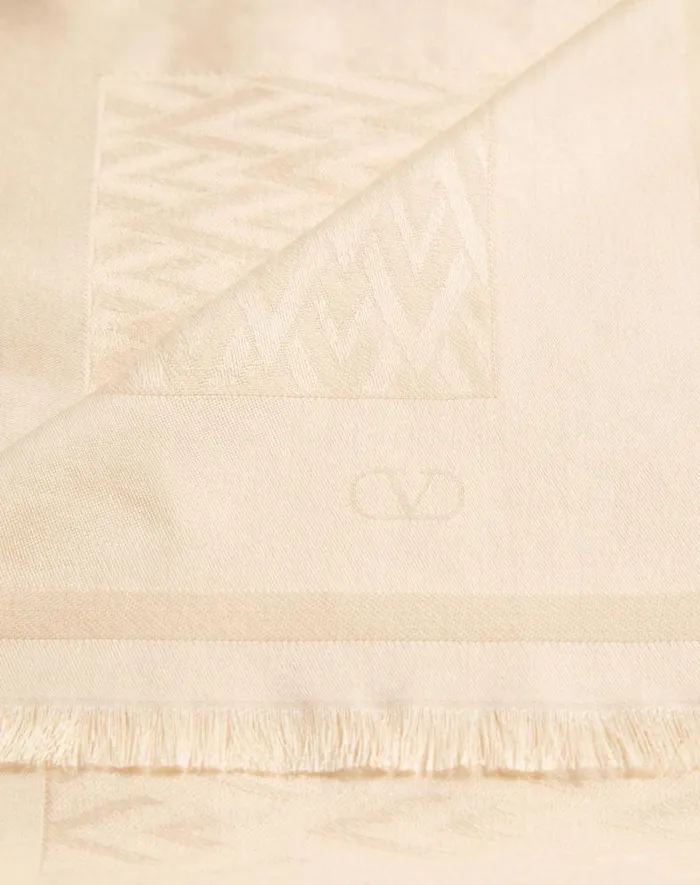 Valentino Soft Accessories Woman Toute La V Wool And Silk Shawl For Woman In Butter Butter Valentino Soft Accessories Woman Toute La V Wool And Silk Shawl For Woman In Butter Butter