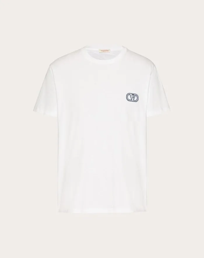 Valentino Tshirts And Sweatshirts Man Cotton Tshirt With Vlogo Signature Patch For Man In Mauve Mauve Valentino Tshirts And Sweatshirts Man Cotton Tshirt With Vlogo Signature Patch For Man In Mauve Mauve