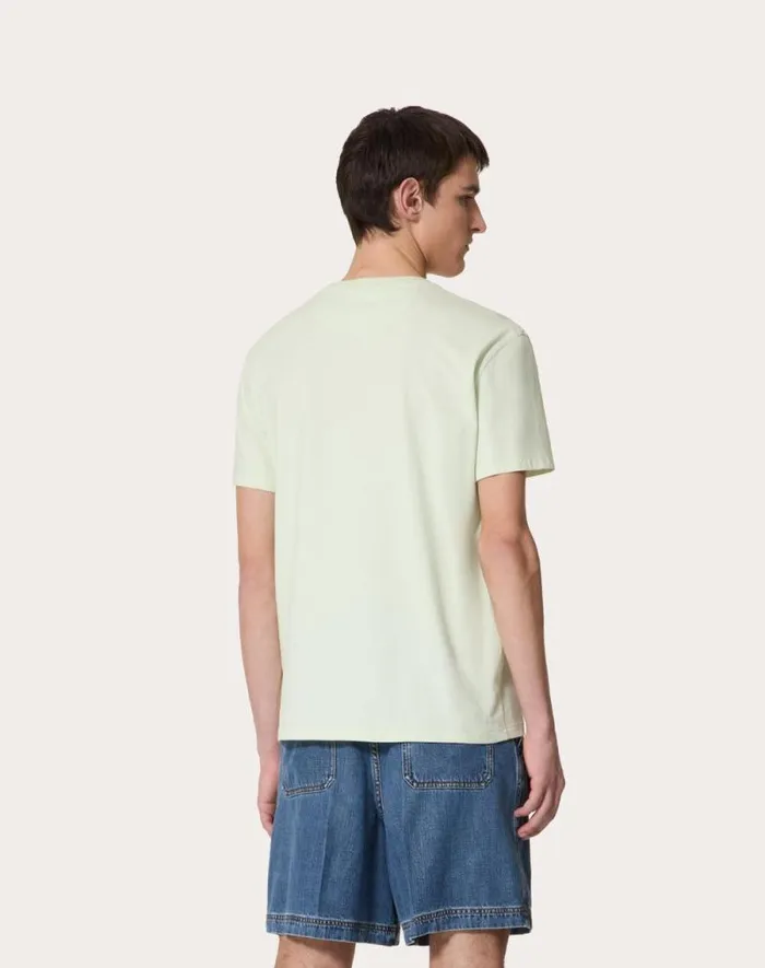 Valentino Tshirts And Sweatshirts Man Cotton Tshirt With Vlogo Signature Patch For Man In Mauve Mauve